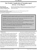 Cover page: One Notable Complication of Nasopharyngeal Airway: A Case Report