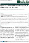 Cover page: Interleukin-17A upregulates receptor activator of NF-κB on osteoclast precursors