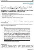 Cover page: Consensus Recommendations for Advancing Breast Cancer: Risk Identification and Screening in Ethnically Diverse Younger Women