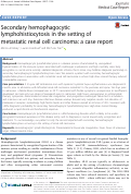 Cover page: Secondary hemophagocytic lymphohistiocytosis in the setting of metastatic renal cell carcinoma: a case report.