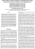 Cover page: Mutual Adaptive Meaning Acquisition by Paralanguage Information: Experimental Analysis of Communication Establishing Process