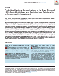 Cover page: Predicting Efavirenz Concentrations in the Brain Tissue of HIV‐Infected Individuals and Exploring their Relationship to Neurocognitive Impairment