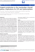 Cover page: Augurin production in the mammalian choroid plexus: Implications for CSF and hydrocephalus