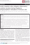 Cover page: Ixodes scapularis saliva mitigates inflammatory cytokine secretion during Anaplasma phagocytophilum stimulation of immune cells