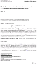 Cover page: Maximal and minimal solutions of an Aronsson equation: L
              ∞ variational problems versus the game theory