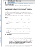 Cover page: On the path toward personalized medicine: implications of pharmacogenetic studies of alcohol use disorder medications