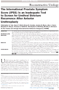 Cover page: The International Prostate Symptom Score (IPSS) Is an Inadequate Tool to Screen for Urethral Stricture Recurrence After Anterior Urethroplasty