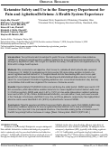 Cover page: Ketamine Safety and Use in the Emergency Department for Pain and Agitation/Delirium: A Health System Experience