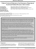 Cover page: Patient-Centered Outcomes of an Emergency Department Social and Medical Resource Intervention