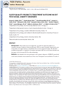 Cover page: SLEEP QUALITY PREDICTS TREATMENT OUTCOME IN CBT FOR SOCIAL ANXIETY DISORDER