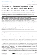 Cover page: Outcomes of a Refractive Segmented Bifocal Intraocular Lens with a Lower Near Addition