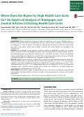 Cover page: Where Does the Blame for High Health Care Costs Go? An Empirical Analysis of Newspaper and Journal Articles Criticizing Health Care Costs