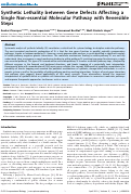 Cover page: Synthetic Lethality between Gene Defects Affecting a Single Non-essential Molecular Pathway with Reversible Steps
