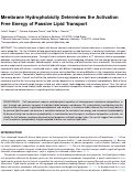 Cover page: Membrane hydrophobicity determines the activation free energy of passive lipid transport