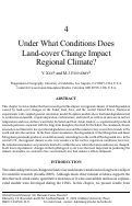 Cover page: Under what conditions does land cover change impact regional climate