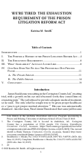 Cover page: We're Tired: The Exhaustion Requirement of the Prison Litigation Reform Act