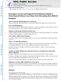 Cover page: Disruptions in Care and Support for Homebound Adults in Home-Based Primary Care in New York City During the COVID-19 Pandemic.