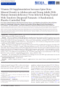 Cover page: Vitamin D3 Supplementation Increases Spine Bone Mineral Density in Adolescents and Young Adults With Human Immunodeficiency Virus Infection Being Treated With Tenofovir Disoproxil Fumarate: A Randomized, Placebo-Controlled Trial