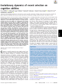 Cover page: Evolutionary dynamics of recent selection on cognitive abilities