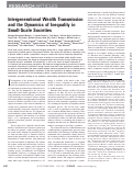 Cover page: Intergenerational Wealth Transmission and the Dynamics of Inequality in Small-Scale Societies