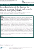 Cover page: Use and satisfaction with key functions of a common commercial electronic health record: a survey of primary care providers