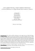 Cover page: Labor Market Returns to Early Childhood Stimulation: A 20-year Followup to an Experimental Intervention in Jamaica