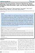 Cover page: Altering Pyrroloquinoline Quinone Nutritional Status Modulates Mitochondrial, Lipid, and Energy Metabolism in Rats