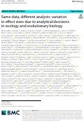 Cover page: Same data, different analysts: variation in effect sizes due to analytical decisions in ecology and evolutionary biology.