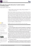 Cover page: Hepcidin-Ferroportin Interaction Controls Systemic Iron Homeostasis.