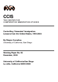 Cover page: Controlling 'Unwanted' Immigration: Lessons from the United States, 1993-2004