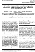 Cover page: ST product characteristics and relationships with perceptions and behaviors among rural adolescent males: a qualitative study