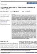 Cover page: Utilization of formic acid by extremely thermoacidophilic archaea species.