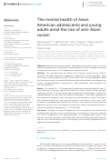 Cover page: The mental health of Asian American adolescents and young adults amid the rise of anti-Asian racism