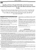 Cover page of Quality of Life in People With HIV at the End of Life: Preliminary Results From the Last Gift Observational Cohort Study