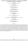 Cover page: Voice markers of neuropsychiatric disorders: assessing the generalizability performance of machine learning models