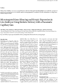 Cover page: Microtargeted gene silencing and ectopic expression in live embryos using biolistic delivery with a pneumatic capillary gun