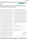 Cover page: Response to: Mindset over matter: is parental health mindset an appropriate target for intervention?