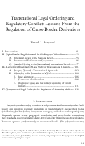 Cover page: Transnational Legal Ordering and Regulatory Conflict: Lessons From the Regulation of Cross-Border Derivatives