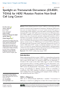 Cover page: Spotlight on Trastuzumab Deruxtecan (DS-8201,T-DXd) for HER2 Mutation Positive Non-Small Cell Lung Cancer.