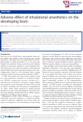 Cover page: Adverse effect of inhalational anesthetics on the developing brain