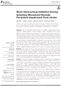 Cover page: Short Intracortical Inhibition During Voluntary Movement Reveals Persistent Impairment Post-stroke.
