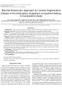 Cover page: Biportal Endoscopic Approach for Lumbar Degenerative Disease in the Ambulatory Outpatient vs Inpatient Setting: A Comparative Study.