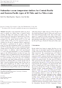 Cover page: Subsurface ocean temperature indices for Central-Pacific and Eastern-Pacific types of El Niño and La Niña events