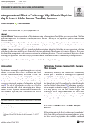 Cover page: Inter-generational Effects of Technology: Why Millennial Physicians May Be Less at Risk for Burnout Than Baby Boomers