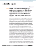 Cover page: Impact of molecular sequence data completeness on HIV cluster detection and a network science approach to enhance detection