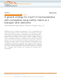 Cover page: A general strategy for C(sp3)–H functionalization with nucleophiles using methyl radical as a hydrogen atom abstractor