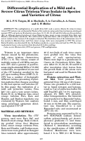 Cover page: Differential Replication of a Mild and a Severe Citrus Tristeza Virus Isolate in Species and Varieties of Citrus