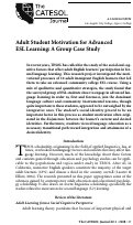 Cover page: Adult Student Motivation for Advanced ESL Learning: A Group Case Study