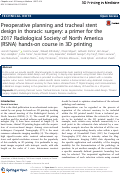 Cover page: Preoperative planning and tracheal stent design in thoracic surgery: a primer for the 2017 Radiological Society of North America (RSNA) hands-on course in 3D printing