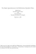 Cover page: Two Simple Approximations to the Distributions of Quadratic Forms